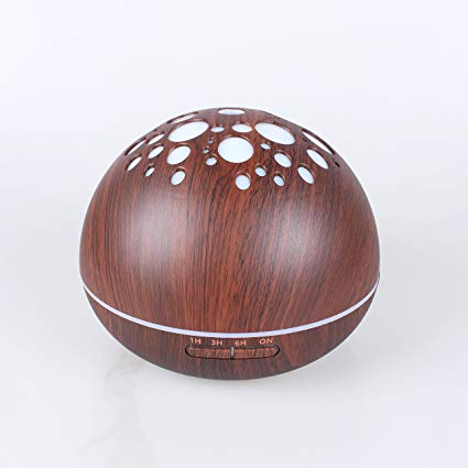 LUOYIMAN Humidifiers 300ml Cool Mist Humidifier Ultrasonic Aroma Essential Diffuser Automatic Shut-off with Variable Night Lights (Deep wooden color)