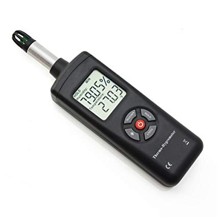 Ehdis Digital Psychrometer Large LCD Thermo-Hygrometer Temperature & Humidity Meter Wet Bulb Dew Point Measurement Temperature Humidity Meter for Indoor Outdoor