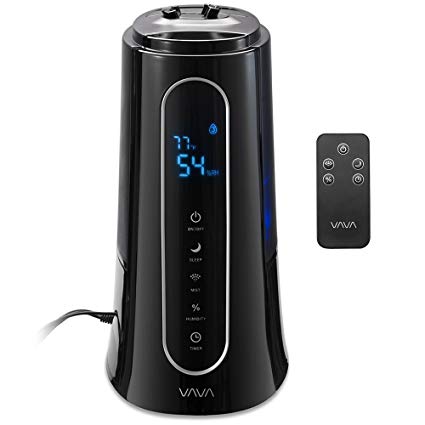 VAVA Humidifiers for Large Room Baby Bedroom, Ultrasonic Cool Mist and Space-Saving with Large Tank, 30 Hours Working Time, Humidity Preset Function, Mood Light, Remote Controller(5 L/1.3 gal, 110V)