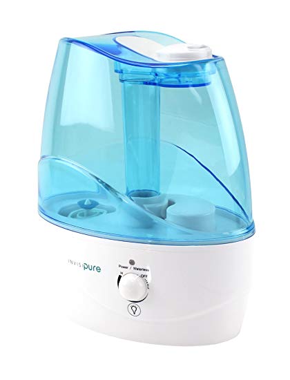 InvisiPure Wave Humidifier - Small Compact Humidifier for Bedroom, Nursery, Home, Office, Kid and Baby Room, Table Top, and Bedside - High Output, Cool Mist, Vaporizer, BPA Free, Night Light