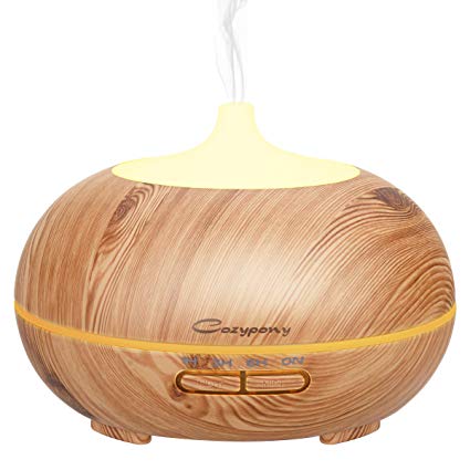Essential Oil Diffuser, Cozypony 300ml Ultrasonicc Wood Grain Auto Shut-Off Cool Mist Humidifier for Office & Home