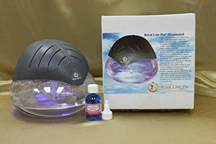 Royal Line Pro (R) Deluxe Illuminated Air Purifier Humidifier Revitalizer Cleaner Fragrance Dispenser Aroma Therapy Machine + Eucalyptus with Menthol fragrance! Beautiful Grey/Silver with LED Lights! Pro Model!
