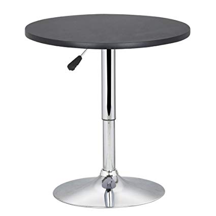World Pride Black Round Pub Table Outdoor/Indoor Swivel Pedestal Table Adjustable 24~35 Inch