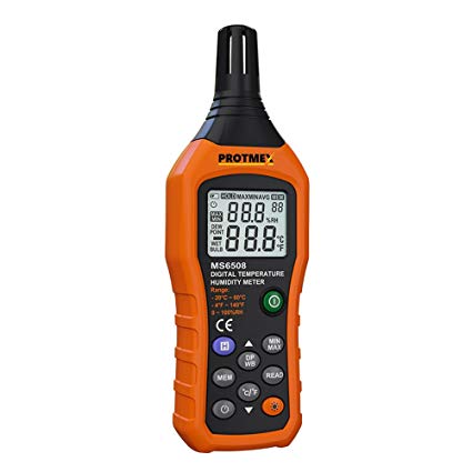 Protmex MS6508 Digital Temperature Humidity Meter Digital Psychrometer Thermometer Hygrometer Humidity Monitor with Temperature Gauge Humidity Meter with Dew Point and Wet Bulb Temperature Hygrometer