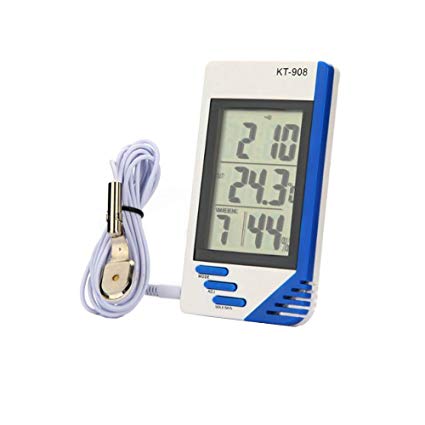 Digital LCD Indoor Outdoor Temperature Thermometer Indoor Hygrometer Humidity Meter with Alarm Clock Function