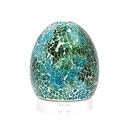 Advanced Pure Air Oil Diffuser Green Ceramic Glass Egg 120 ml | Ultrasonic Scent/ Aromatherapy Mist Diffuser with 8 LED Light Options | Essential Oil Diffuser Home Humidifier | Adjustable Mist Mode