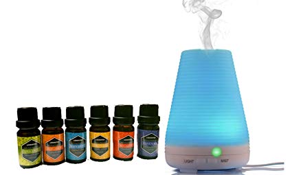 ledsniper Essential Oil Diffuser 14-Color, Aromatherapy Personal Ultrasonic Cool Mist Humidifier with 6 Essential Oils