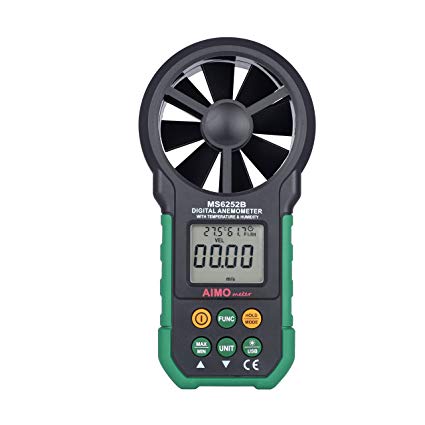 AimoTek MS6252B Digital Anemometer Temperature Humidity Tester Anemometro Air Flow Meter with USB Real Time Data